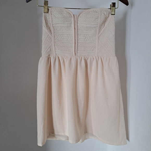 Staring at stars | pastel cute cream strapless womens dress barbiecore - Picture 3 of 14